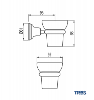 MEDIDAS PORTAVASOS DE PARED CERAMICO CLASIC TRES GRIFERIA